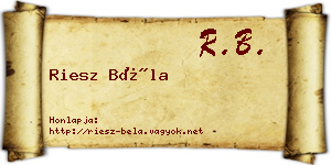 Riesz Béla névjegykártya